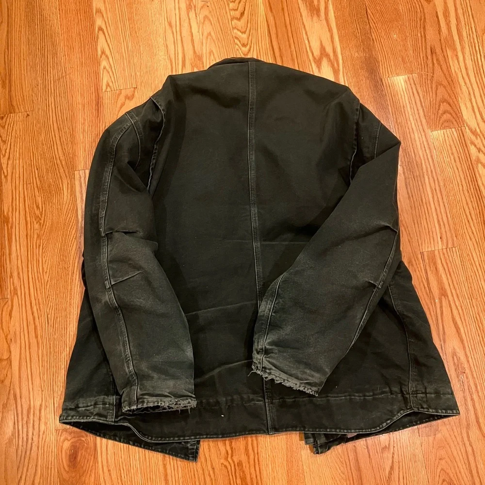 2XL Emerald Green Vtg Distressed Sherpa Lined Carhartt Duck Jacket - Picture 6 of 8